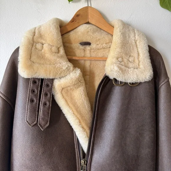 Vintage Sawyer of Napa Men's Leather Sheepskin Jacket - Picture 3 of 10